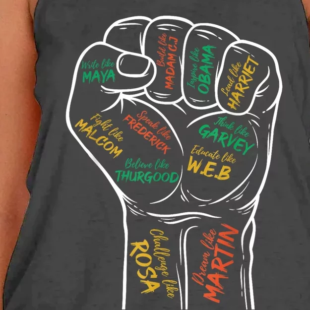 Power Fist Hand Inspiring Black Leaders Black History Women's Knotted Racerback Tank