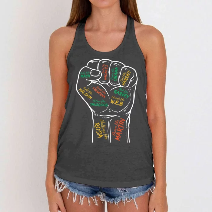 Power Fist Hand Inspiring Black Leaders Black History Women's Knotted Racerback Tank