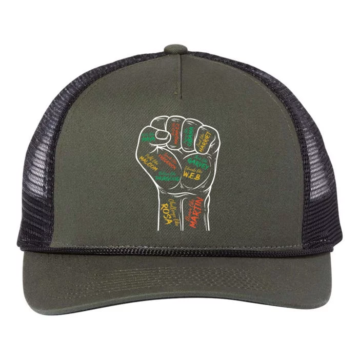 Power Fist Hand Inspiring Black Leaders Black History Retro Rope Trucker Hat Cap