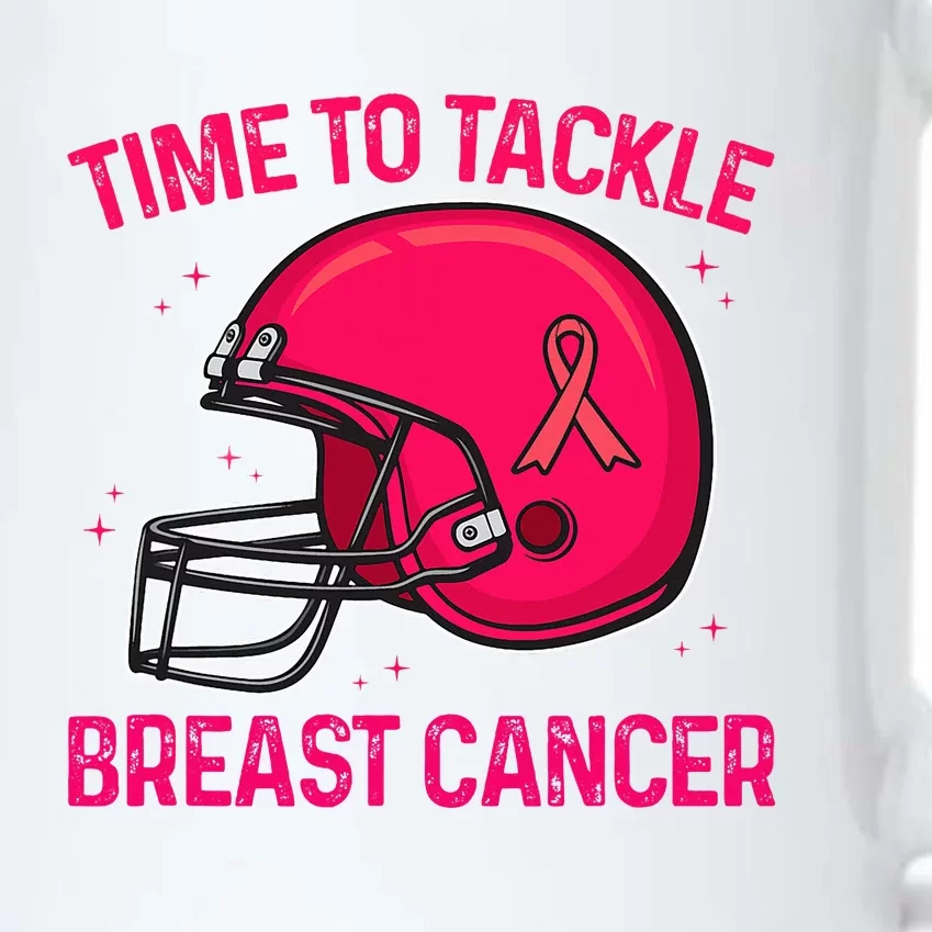 Pink Football Helmet Ribbon Time To Tackle Breast Cancer Black Color Changing Mug