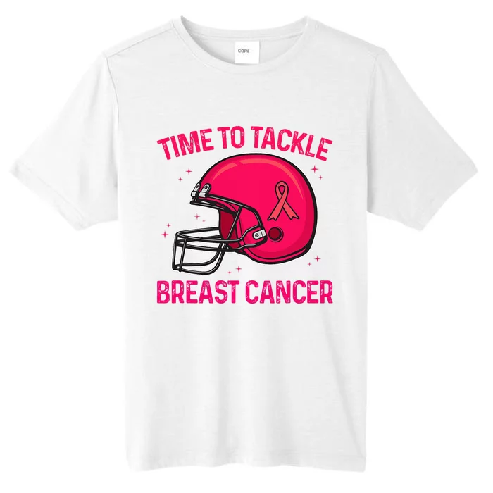 Pink Football Helmet Ribbon Time To Tackle Breast Cancer ChromaSoft Performance T-Shirt