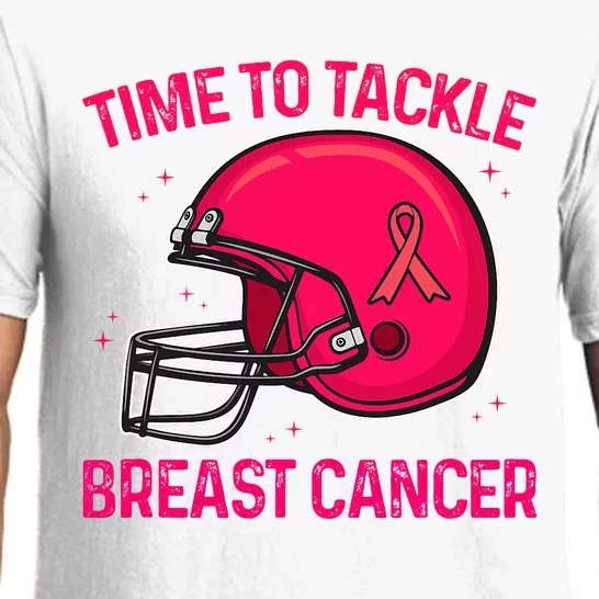 Pink Football Helmet Ribbon Time To Tackle Breast Cancer Pajama Set