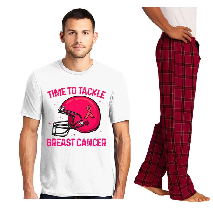 Pink Football Helmet Ribbon Time To Tackle Breast Cancer Pajama Set