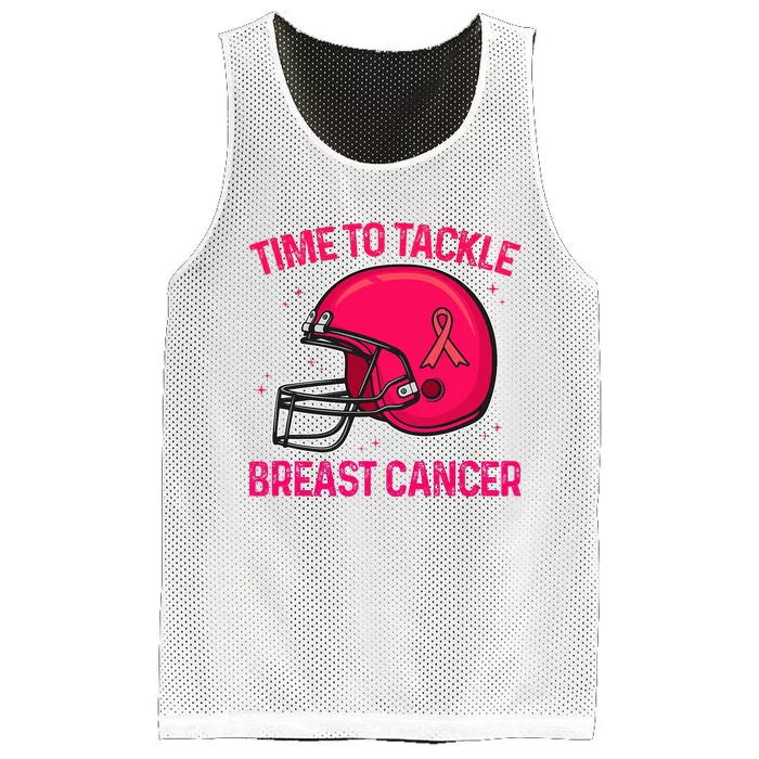 Pink Football Helmet Ribbon Time To Tackle Breast Cancer Mesh Reversible Basketball Jersey Tank