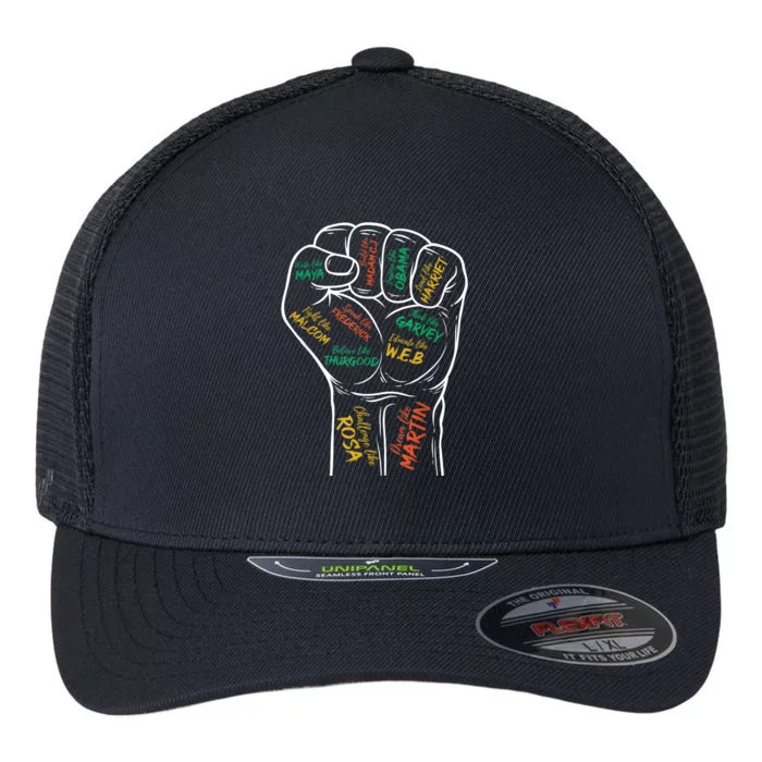 Power Fist Hand Inspiring Black Leaders Black History Flexfit Unipanel Trucker Cap