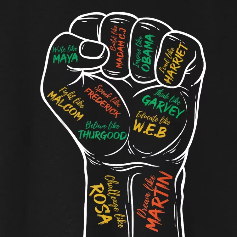 Power Fist Hand Inspiring Black Leaders Black History Women's Crop Top Tee