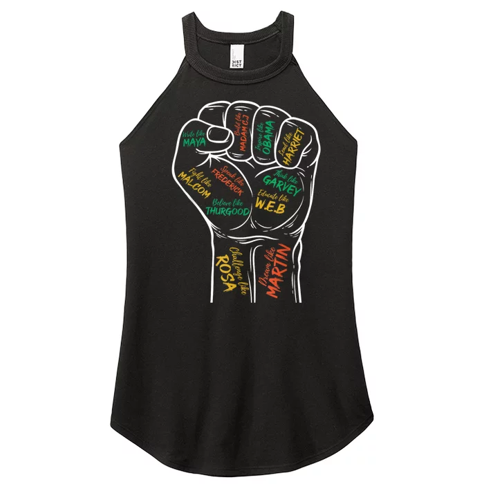 Power Fist Hand Inspiring Black Leaders Black History Women’s Perfect Tri Rocker Tank