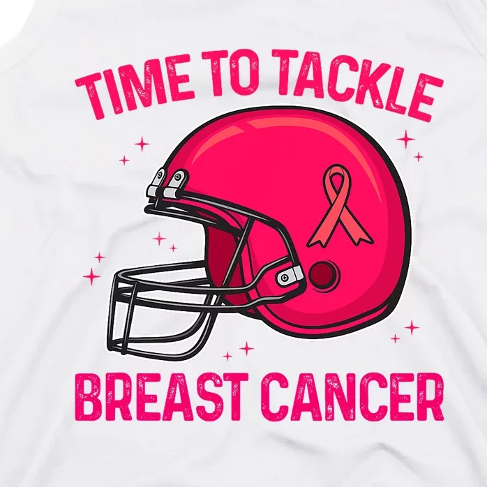 Pink Football Helmet Ribbon Time To Tackle Breast Cancer Tank Top