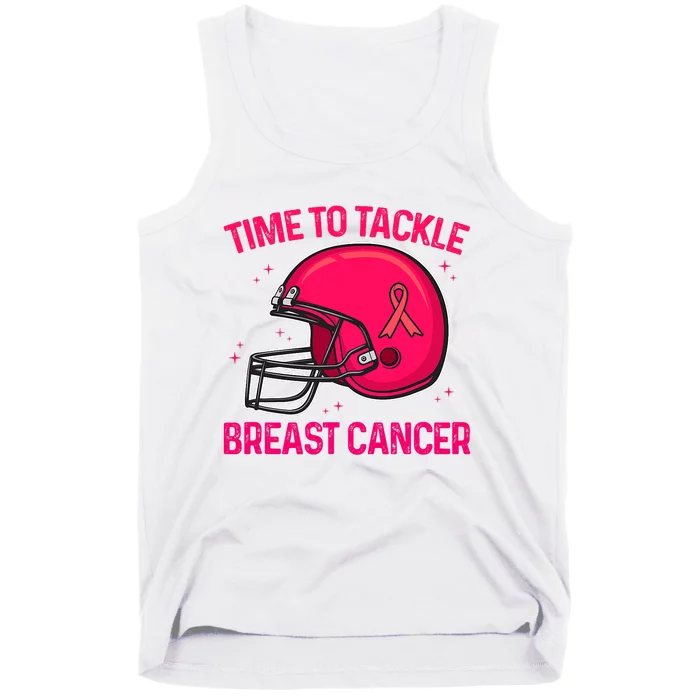 Pink Football Helmet Ribbon Time To Tackle Breast Cancer Tank Top