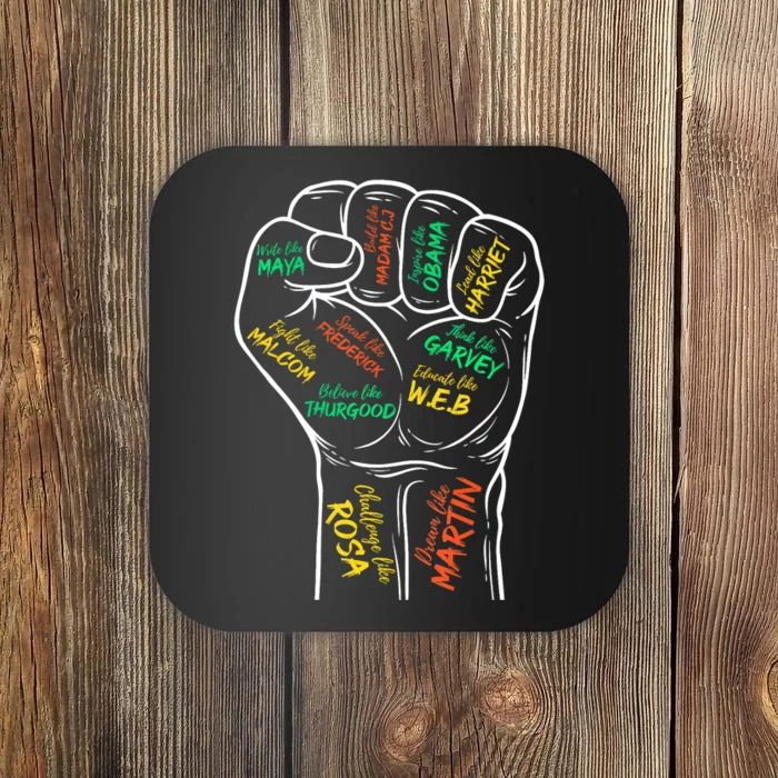 Power Fist Hand Inspiring Black Leaders Black History Coaster