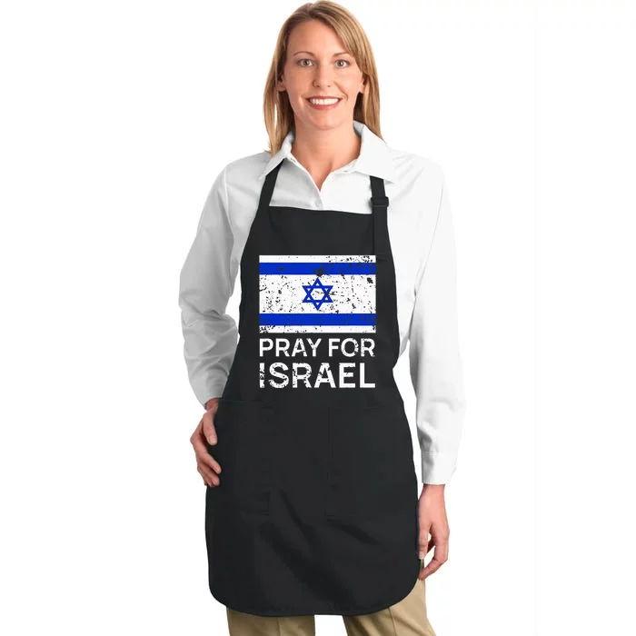 Pray for Israel 2021 Praying for Israeli Flag Full-Length Apron With Pocket