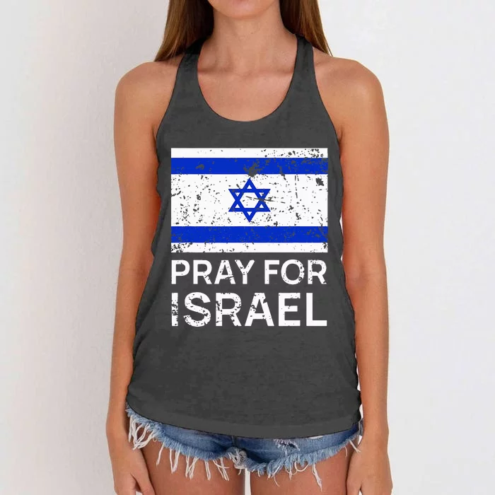 Pray for Israel 2021 Praying for Israeli Flag Women's Knotted Racerback Tank