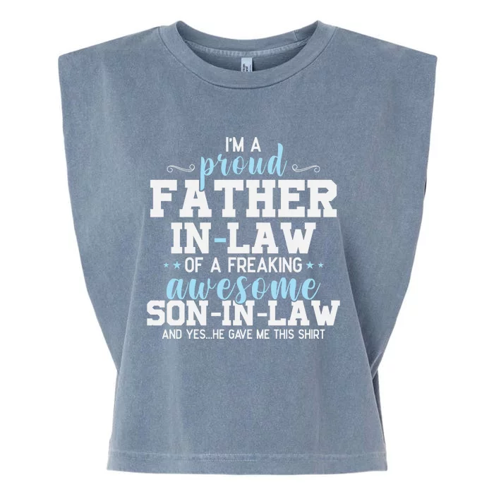 Proud Father In Law Of A Freaking Awesome Son In Law Garment-Dyed Women's Muscle Tee