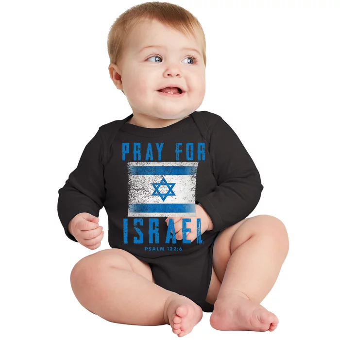 Pray for Israel Psalm 122 6 Israel Flag Baby Long Sleeve Bodysuit