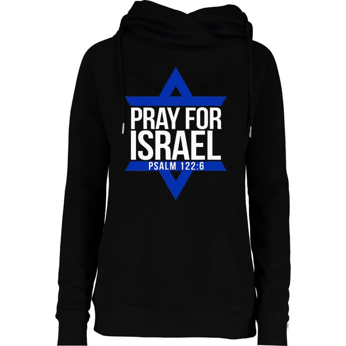 Pray For Israel Jewish Star Womens Funnel Neck Pullover Hood