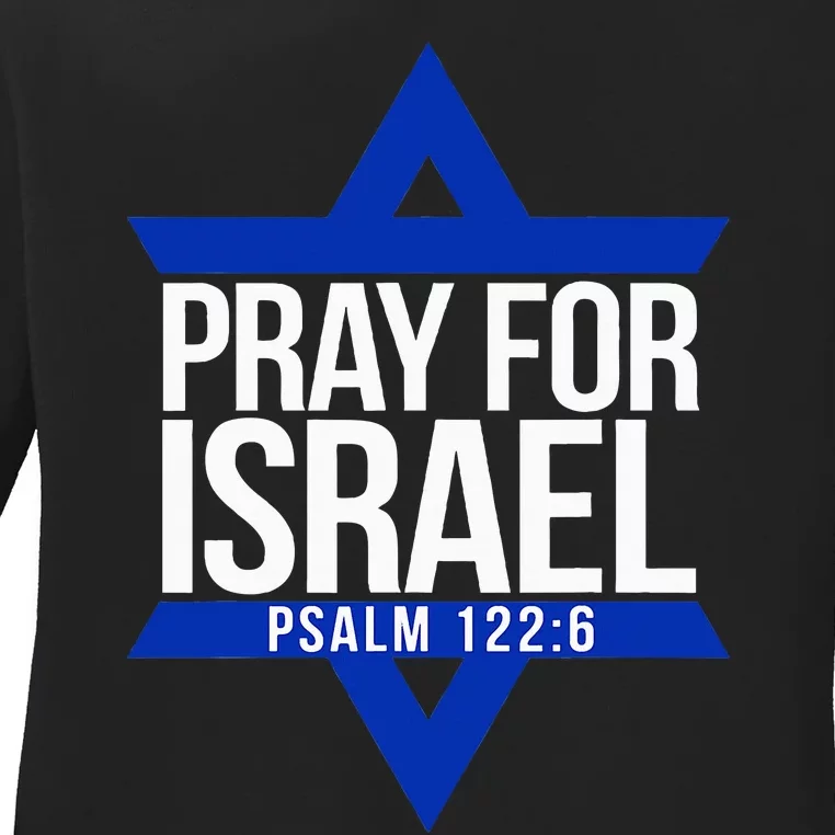 Pray For Israel Jewish Star Ladies Long Sleeve Shirt