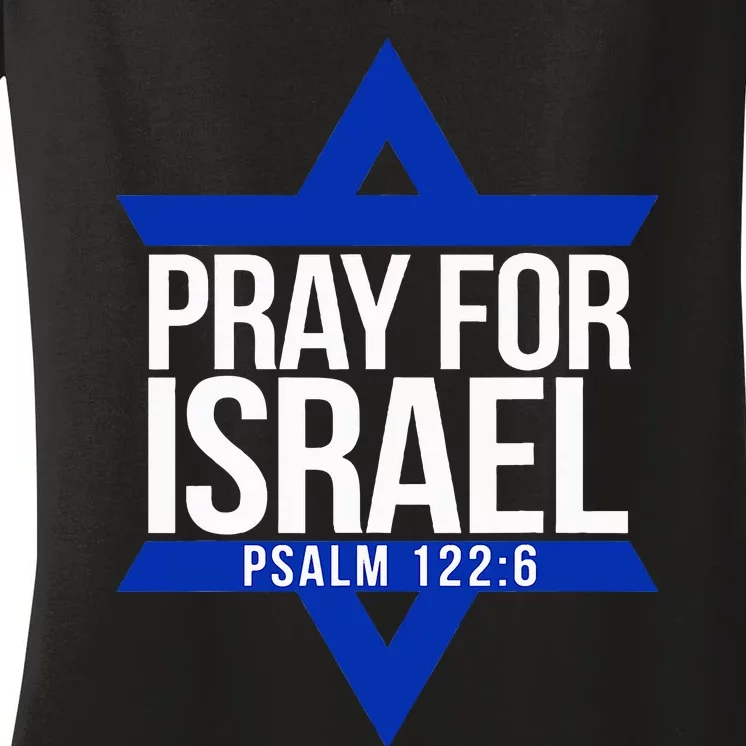 Pray For Israel Jewish Star Women's V-Neck T-Shirt