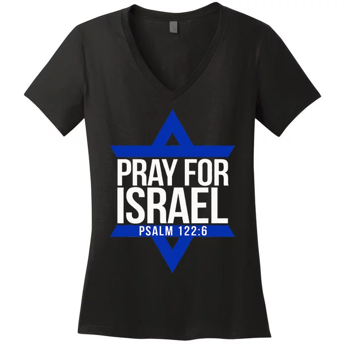 Pray For Israel Jewish Star Women's V-Neck T-Shirt