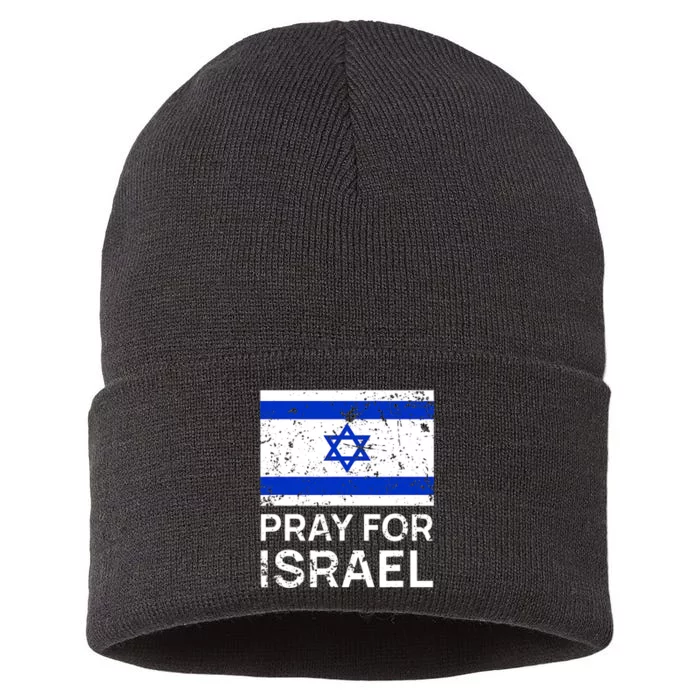 Pray For Israel Praying For Israeli Flag Sustainable Knit Beanie