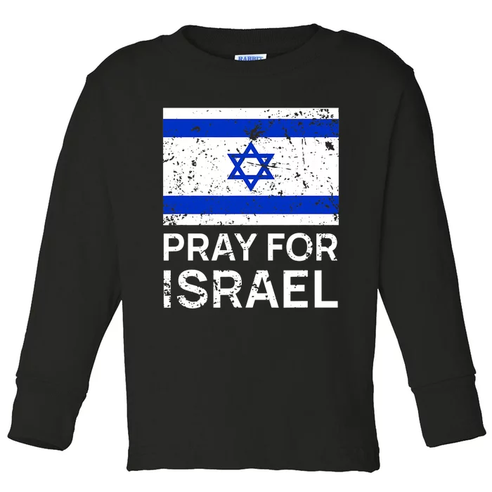 Pray For Israel Praying For Israeli Flag Toddler Long Sleeve Shirt