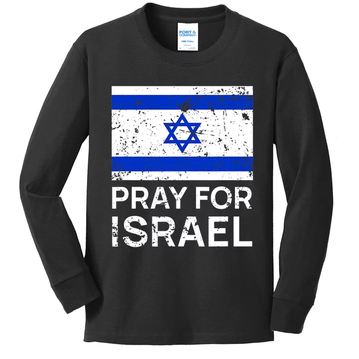 Pray For Israel Praying For Israeli Flag Kids Long Sleeve Shirt