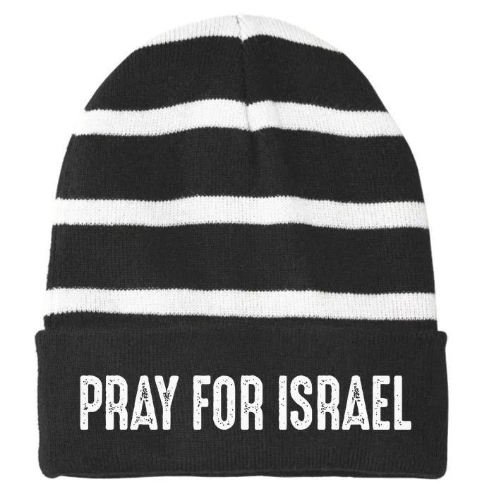 Pray For Israel Striped Beanie with Solid Band