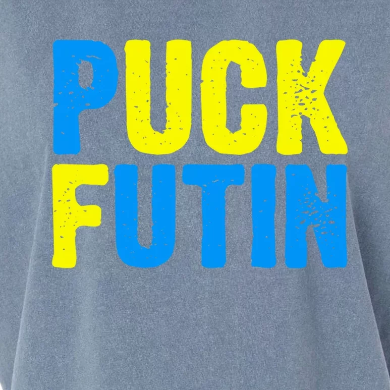 Puck Futin I Stand With Ukraine Lover Ukrainian Flag Funny Gift Garment-Dyed Women's Muscle Tee