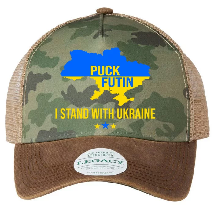 Puck Futin I Stand With Ukraine Support Flag Legacy Tie Dye Trucker Hat