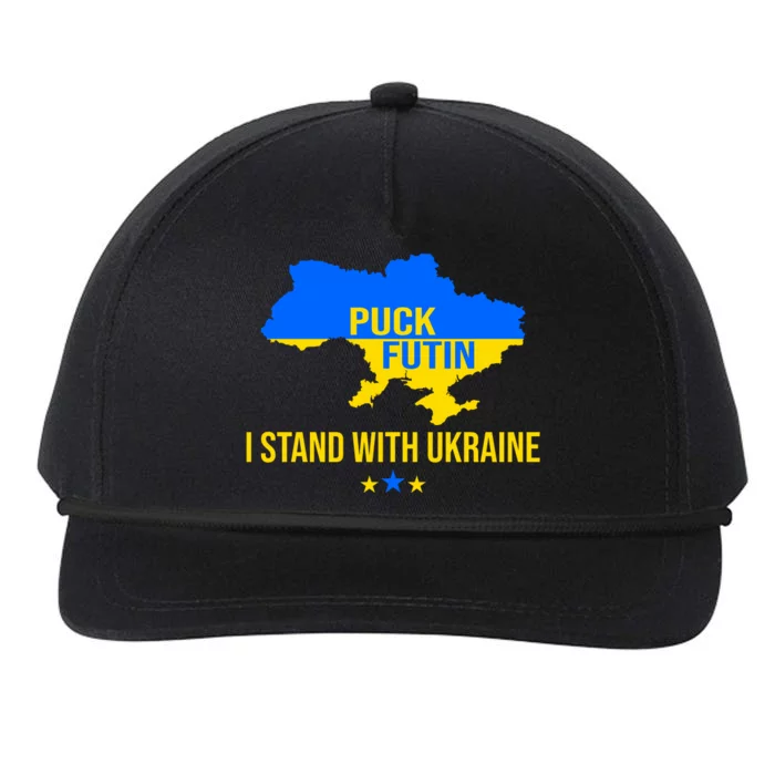 Puck Futin I Stand With Ukraine Support Flag Snapback Five-Panel Rope Hat