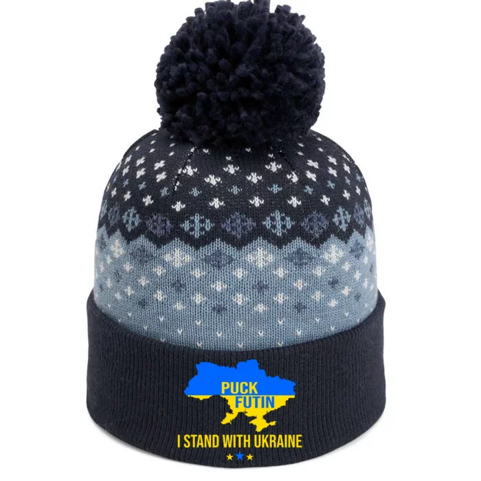 Puck Futin I Stand With Ukraine Support Flag The Baniff Cuffed Pom Beanie