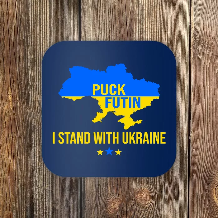 Puck Futin I Stand With Ukraine Support Flag Coaster