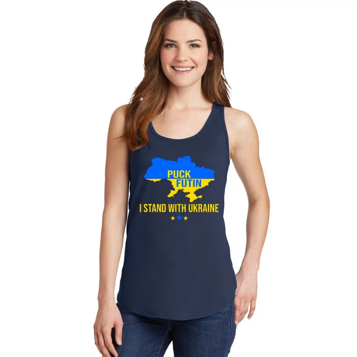 Puck Futin I Stand With Ukraine Support Flag Ladies Essential Tank