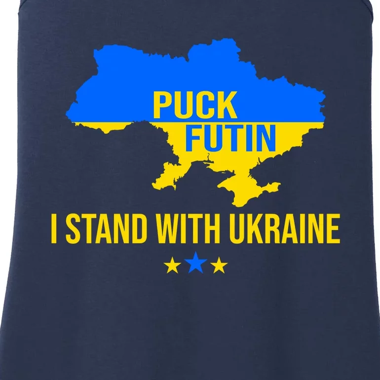 Puck Futin I Stand With Ukraine Support Flag Ladies Essential Tank