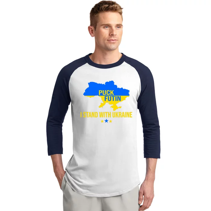 Puck Futin I Stand With Ukraine Support Flag Baseball Sleeve Shirt