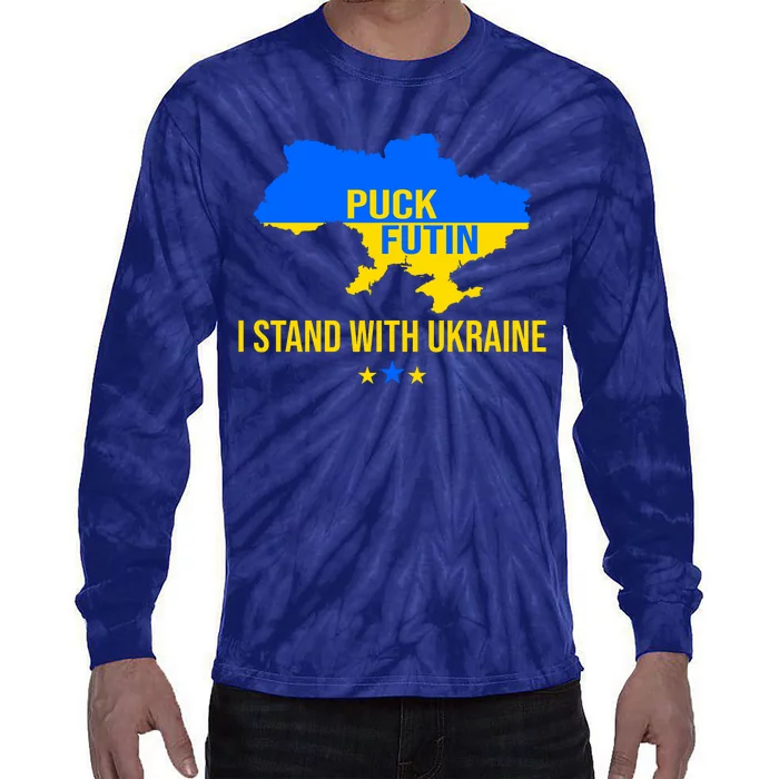 Puck Futin I Stand With Ukraine Support Flag Tie-Dye Long Sleeve Shirt