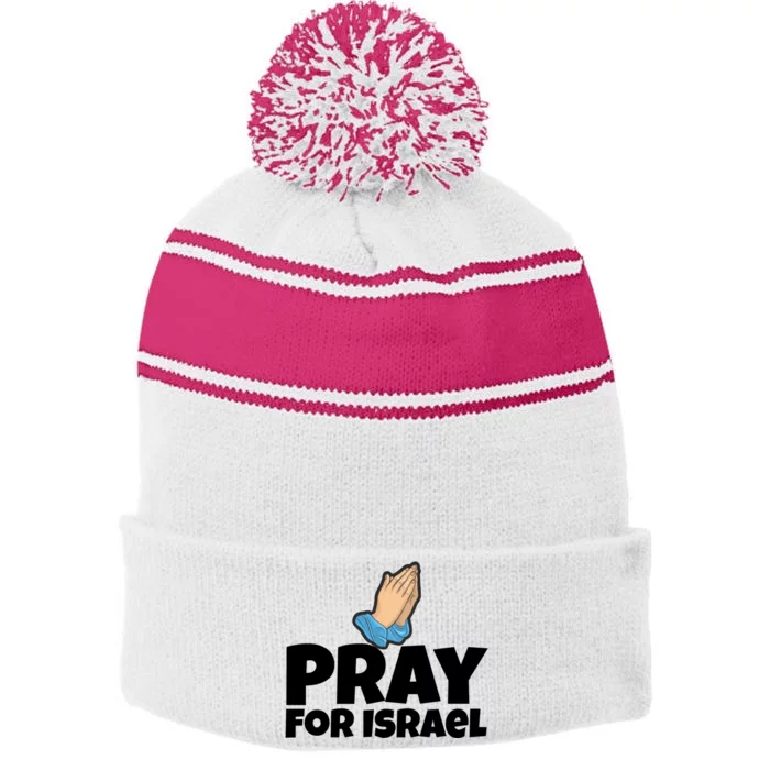 Pray For Israel Stripe Pom Pom Beanie