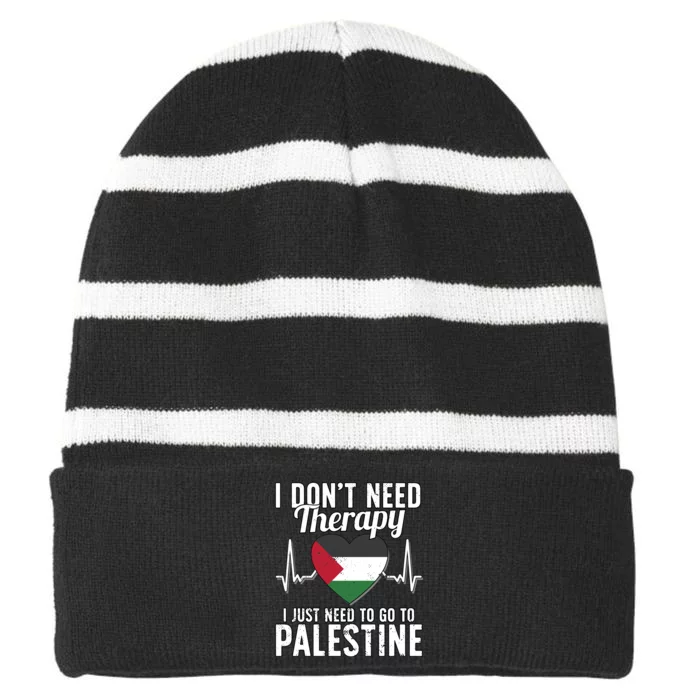 Palestinian Flag I Palestine Flag I Vacation Palestine Striped Beanie with Solid Band