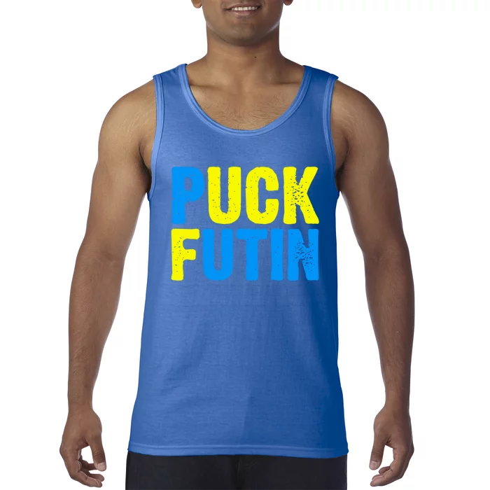 Puck Futin I Stand With Ukraine Lover Ukrainian Flag Cool Gift Tank Top