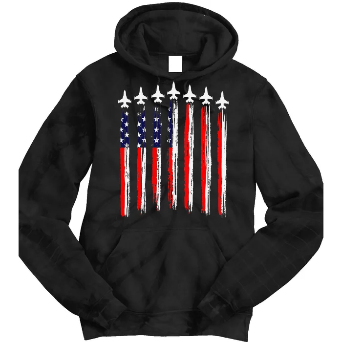 Patriotic Fighter Jets 4th Of July Pride Tie Dye Hoodie