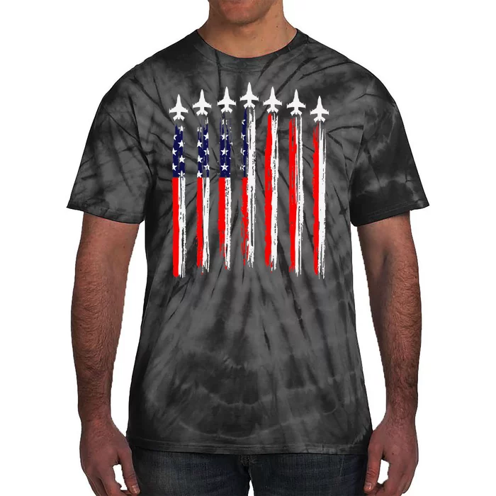 Patriotic Fighter Jets 4th Of July Pride Tie-Dye T-Shirt