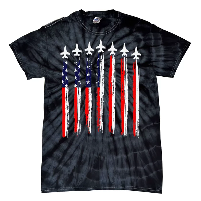 Patriotic Fighter Jets 4th Of July Pride Tie-Dye T-Shirt