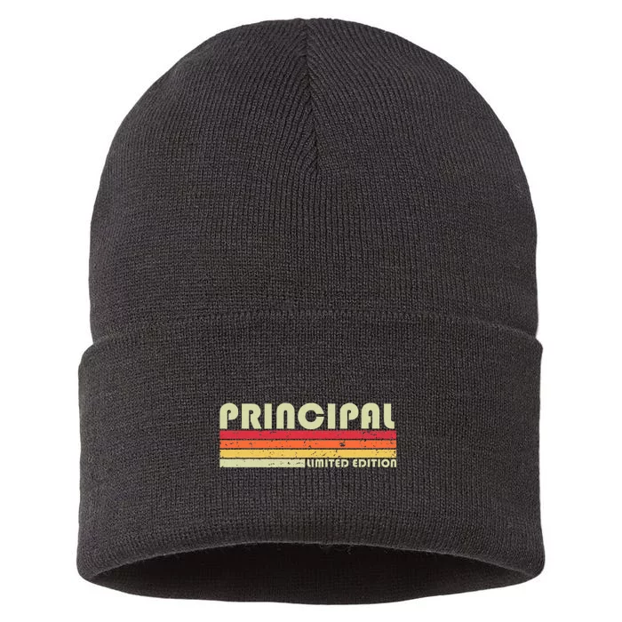 Principal Funny Job Title Profession Birthday Worker Idea Sustainable Knit Beanie