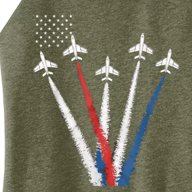 Patriotic Fighter Jet 4th Of July Women’s Perfect Tri Rocker Tank