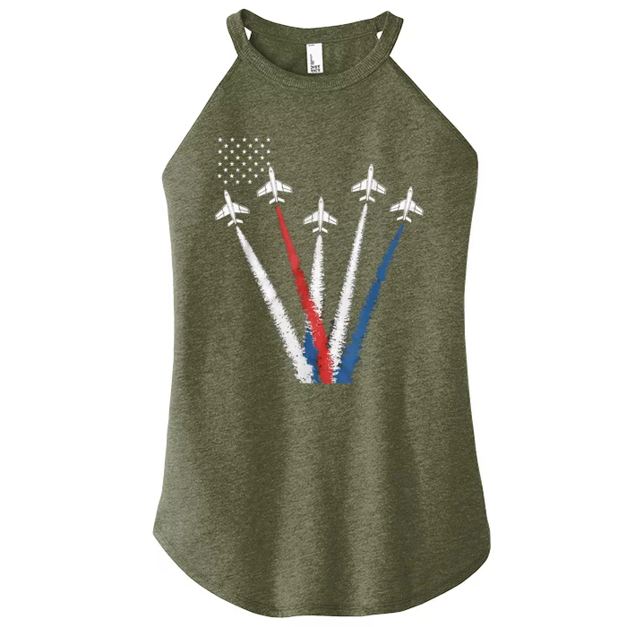 Patriotic Fighter Jet 4th Of July Women’s Perfect Tri Rocker Tank