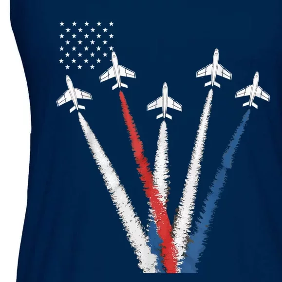 Patriotic Fighter Jet 4th Of July Ladies Essential Flowy Tank