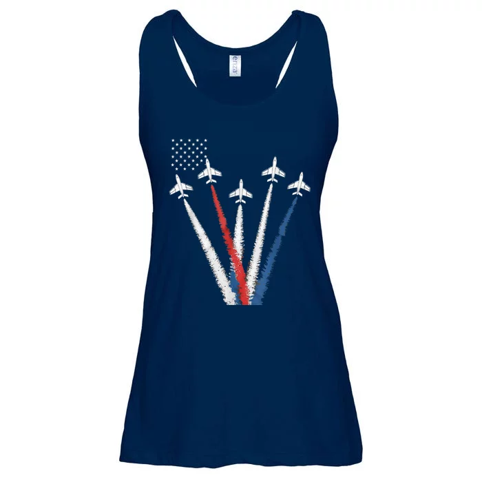 Patriotic Fighter Jet 4th Of July Ladies Essential Flowy Tank