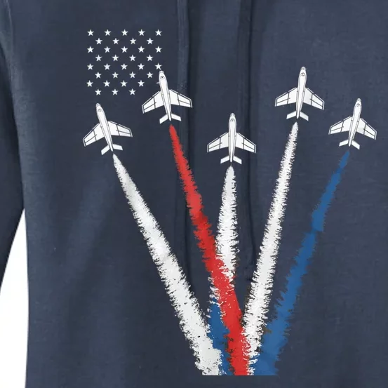 Patriotic Fighter Jet 4th Of July Women's Pullover Hoodie