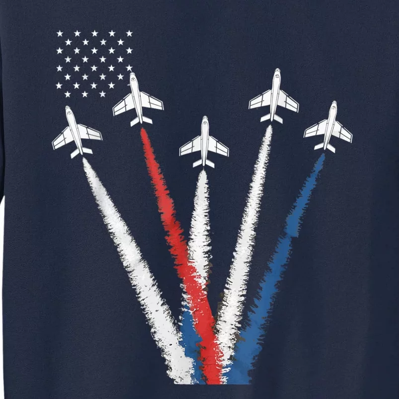 Patriotic Fighter Jet 4th Of July Tall Sweatshirt