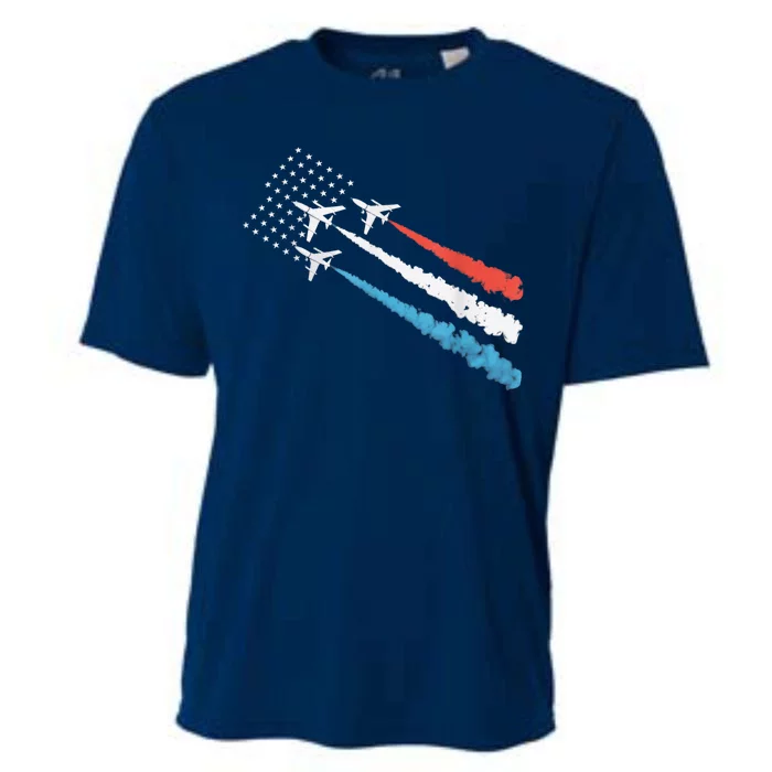 Patriotic Fighter Jet 4th Of July Cooling Performance Crew T-Shirt