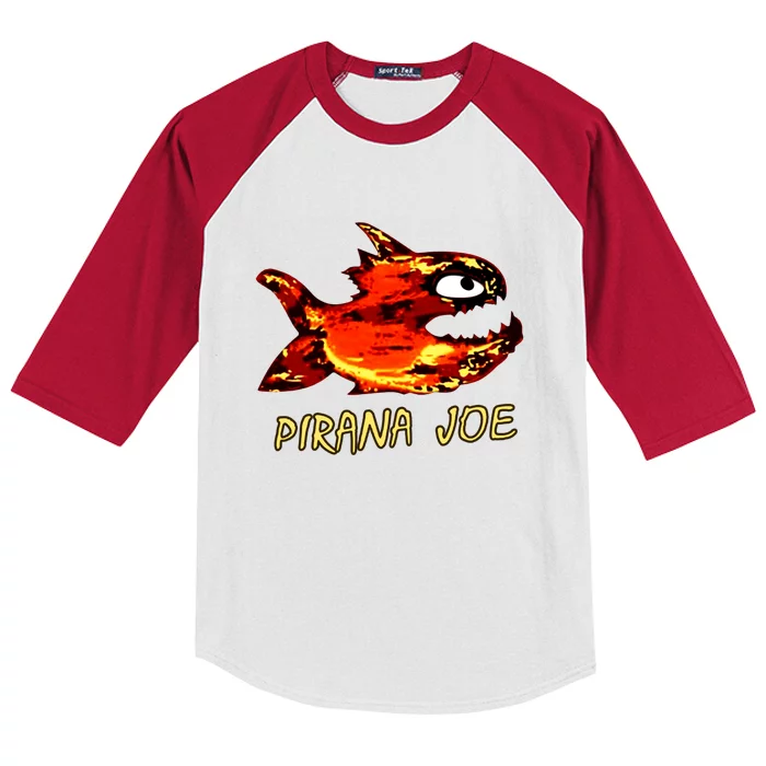 Pirana Fish Joe Funny Fishing Gift Kids Colorblock Raglan Jersey